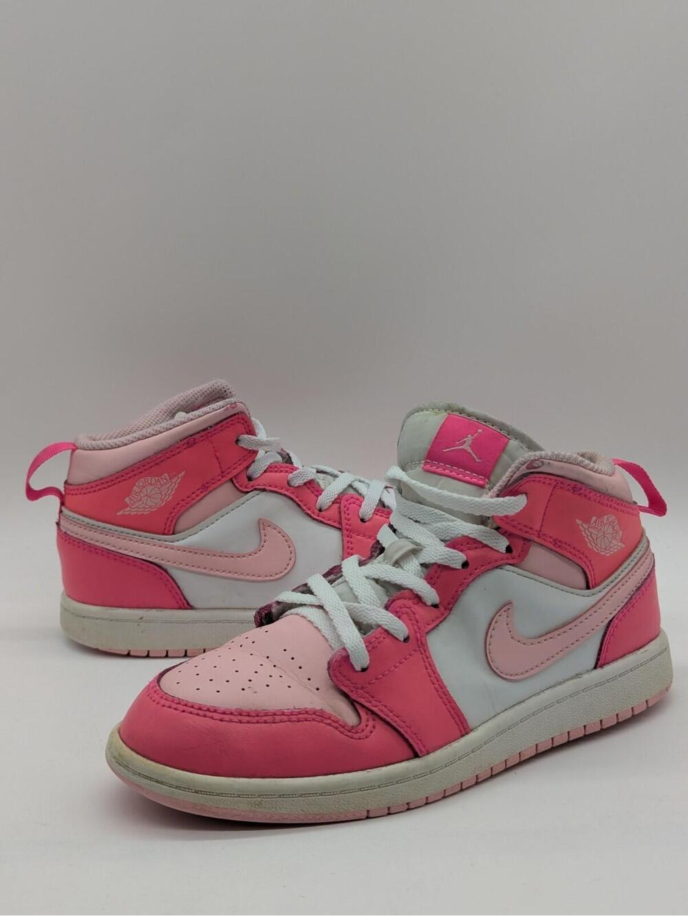 Girls Size 2Y - Nike Air Jordan 1 Mid Fierce Pink White PS FD8781-116 Sneakers